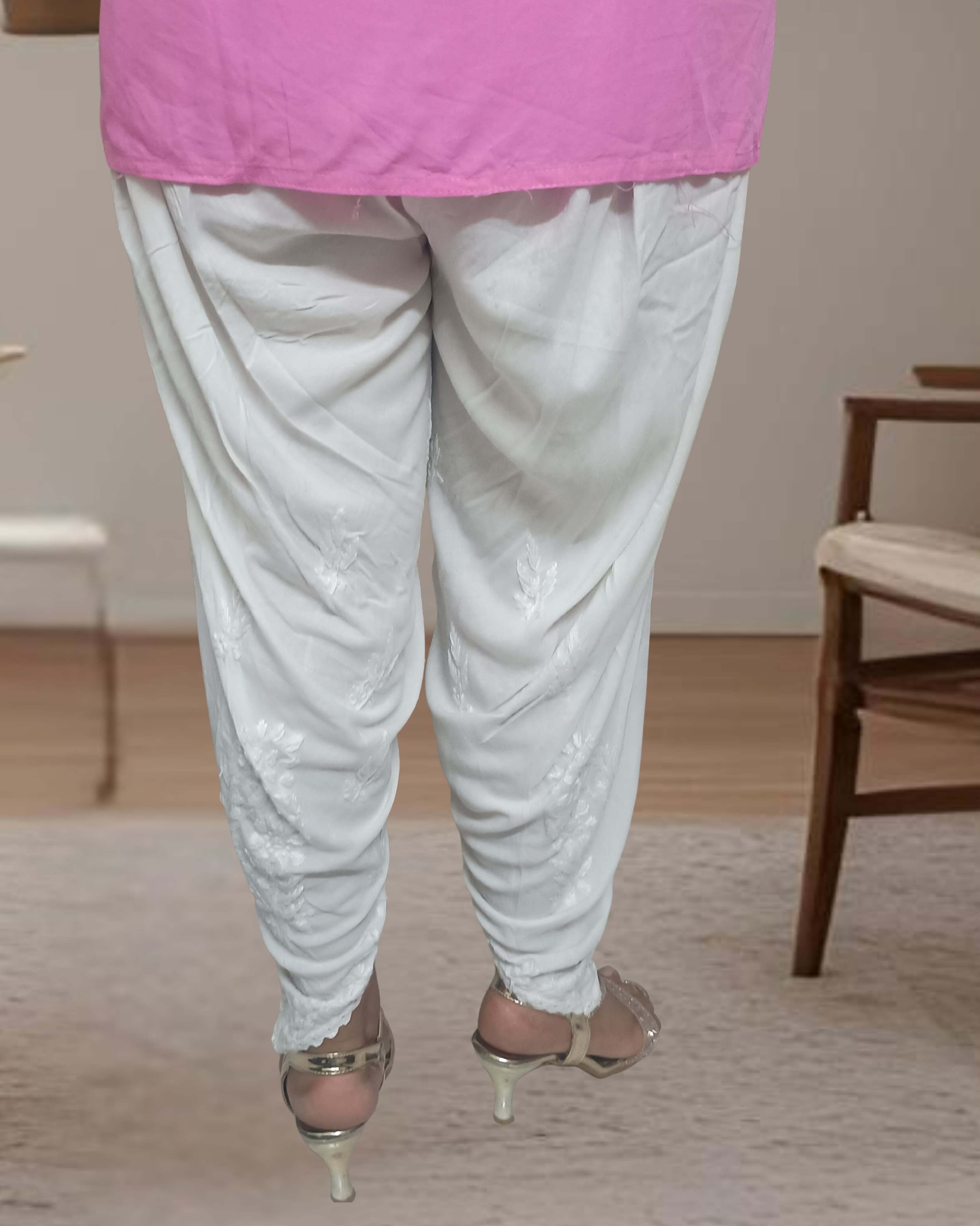 RUBINA DHOTI SET Lucknowi Chikankari view 4