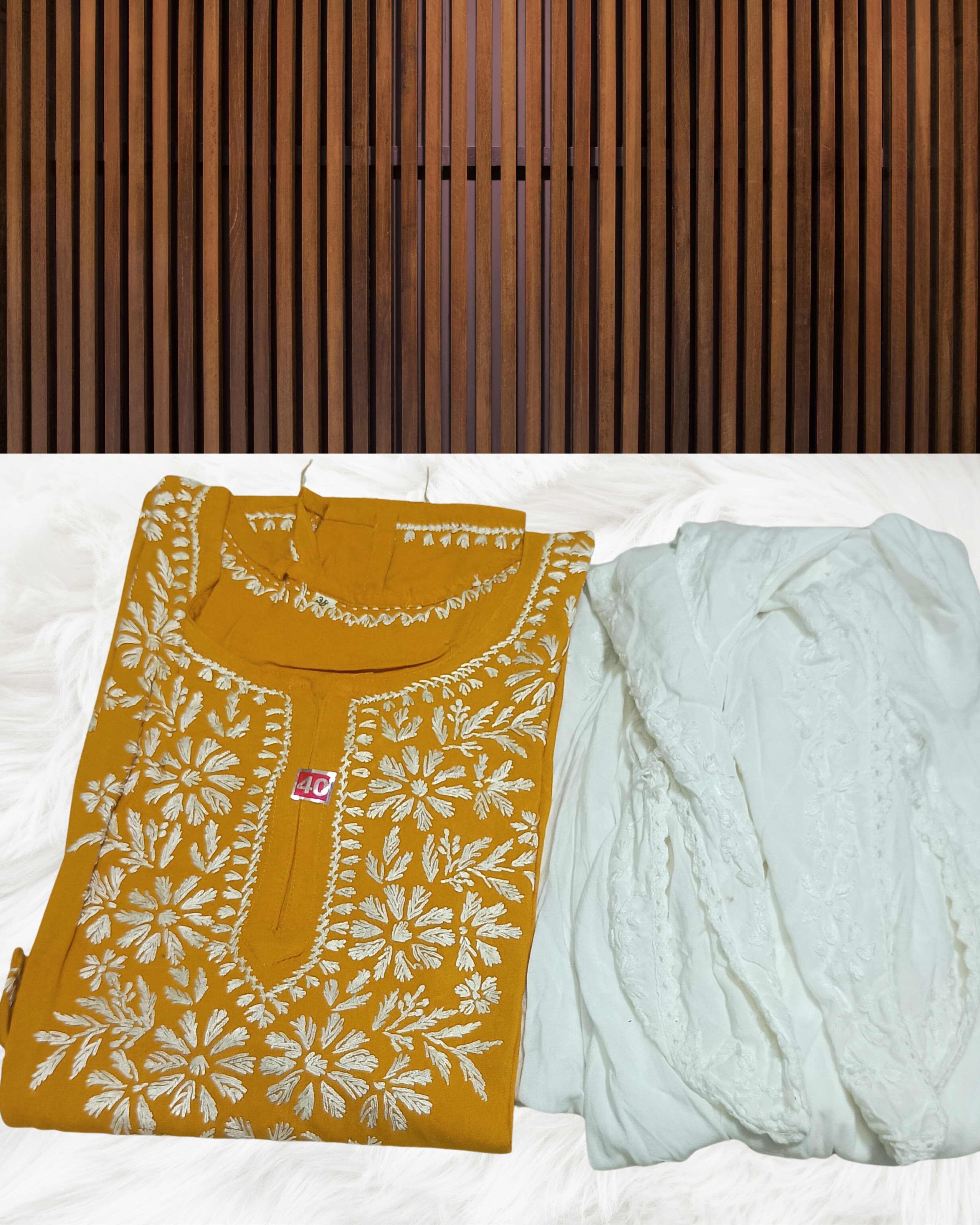 RUBINA DHOTI SET Lucknowi Chikankari view 12