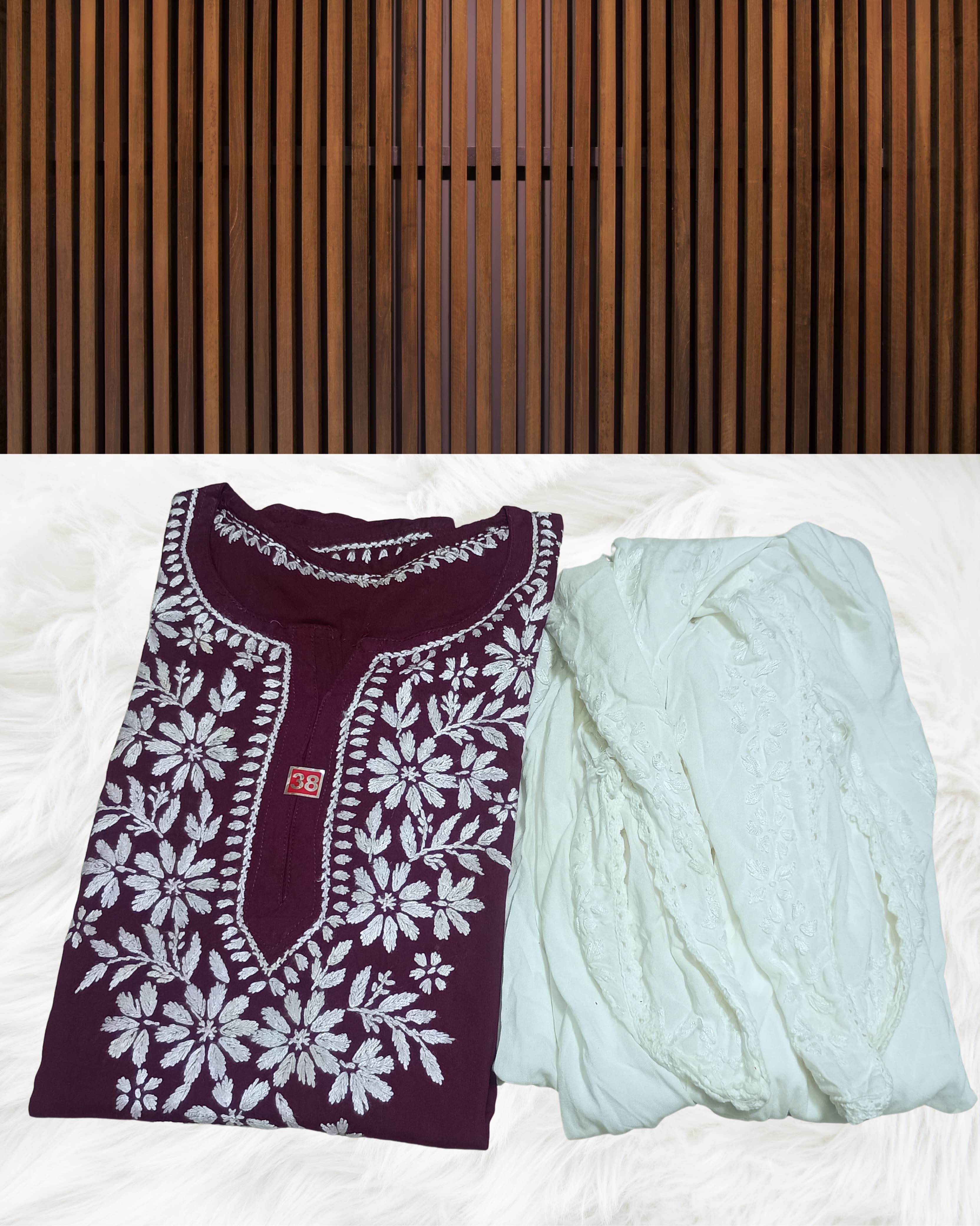 RUBINA DHOTI SET Lucknowi Chikankari view 15