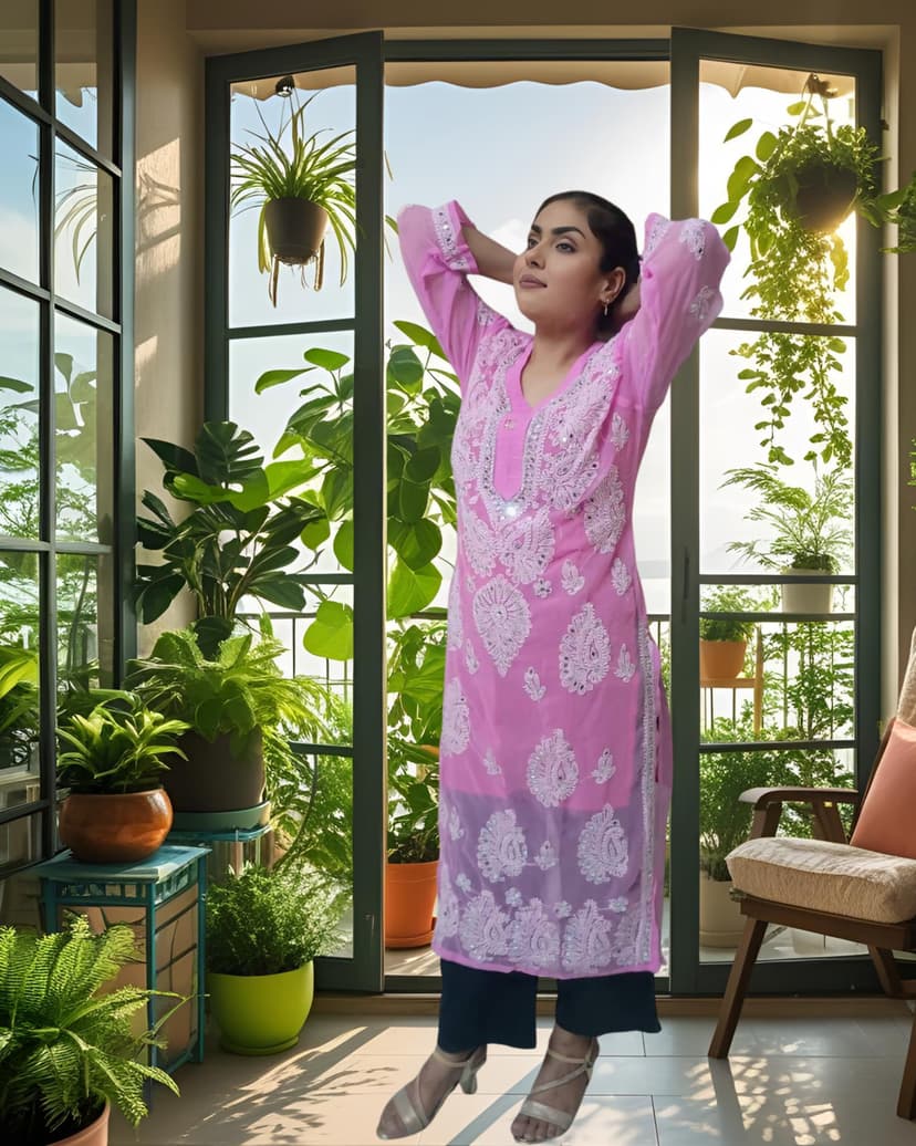 Pairahan Gulzar Kurti Lucknowi Chikankari