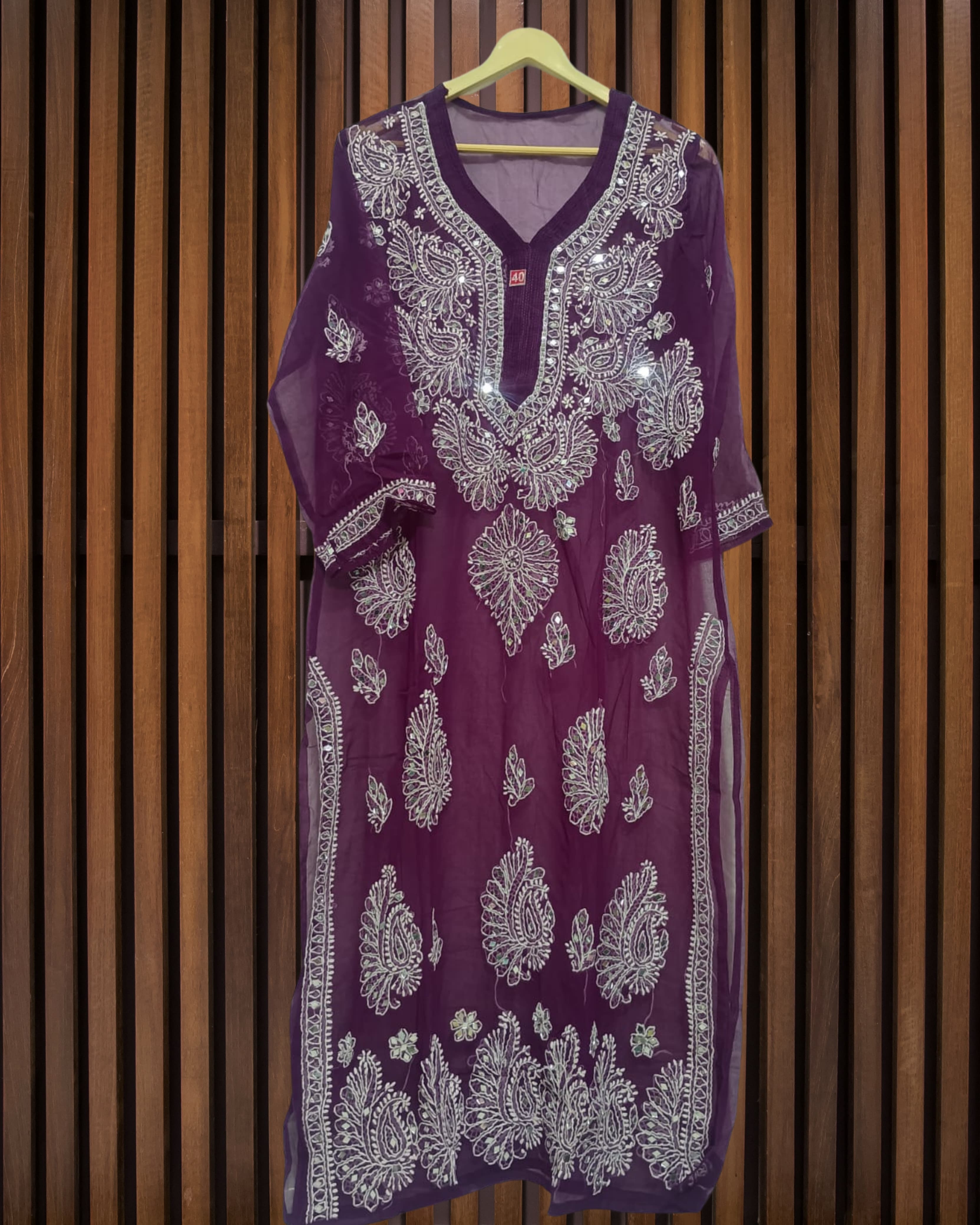 Pairahan Gulzar Kurti Lucknowi Chikankari view 3