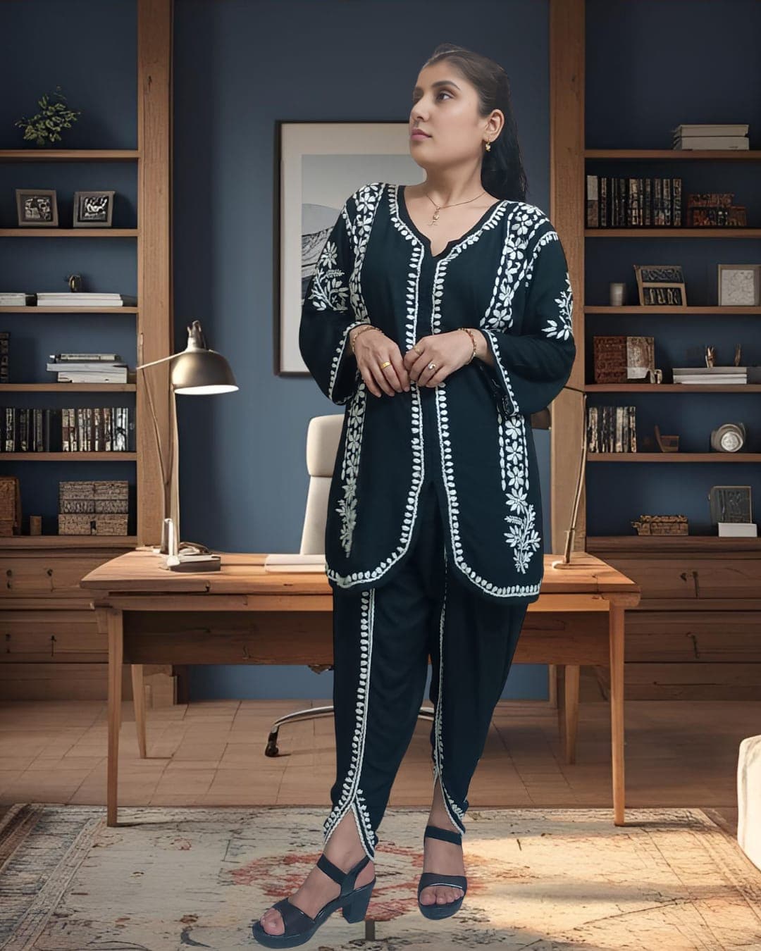 ZIA CHIKANKARI CO-ORD SET Lucknowi Chikankari view 1