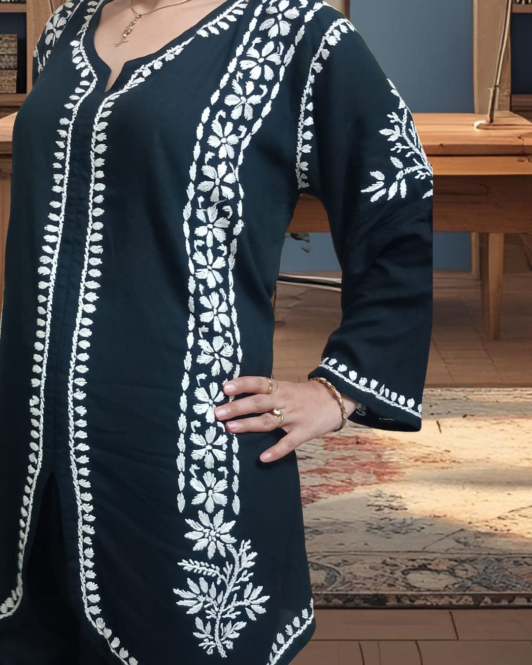 ZIA CHIKANKARI CO-ORD SET Lucknowi Chikankari view 5