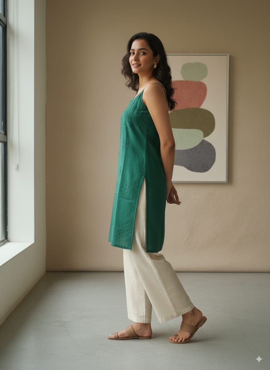 HOOR CHIKANKARI NOODLE TOP Lucknowi Chikankari view 2