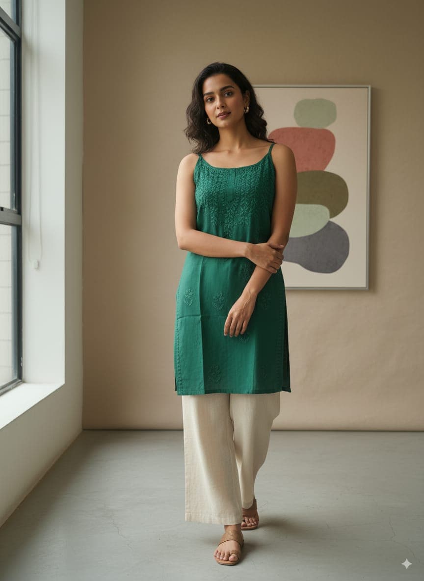 HOOR CHIKANKARI NOODLE TOP Lucknowi Chikankari view 1