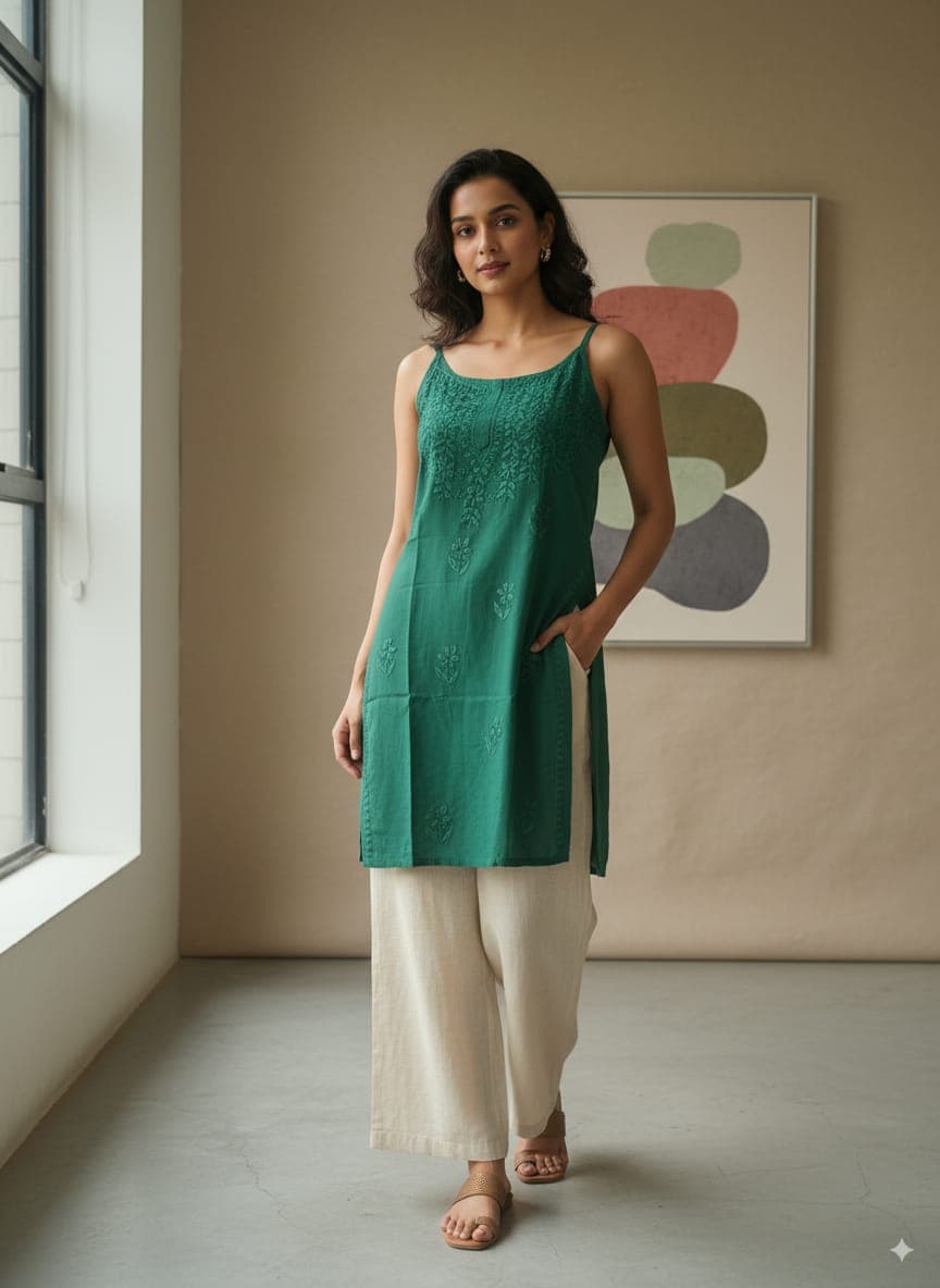 HOOR CHIKANKARI NOODLE TOP Lucknowi Chikankari view 3