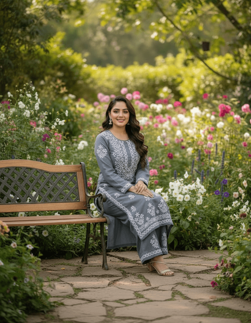 Noorie Plazzo Set Lucknowi Chikankari