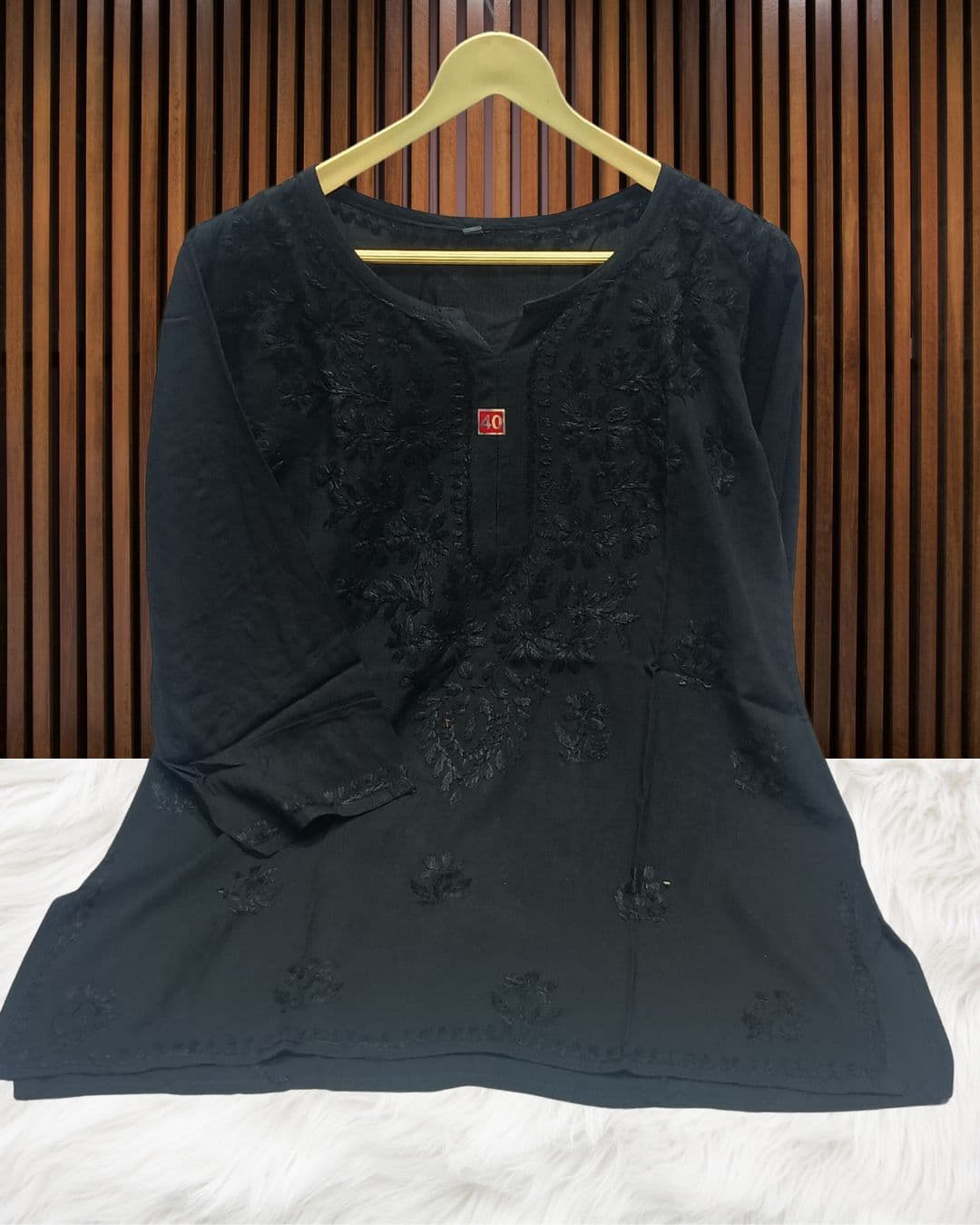 NOOR CHIKANKARI SHORT TOP Lucknowi Chikankari view 10