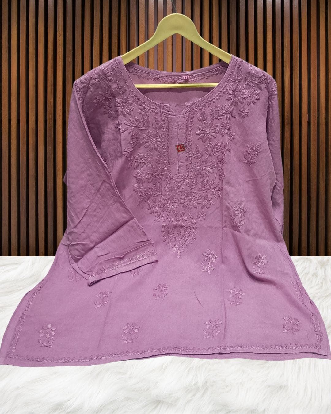 NOOR CHIKANKARI SHORT TOP Lucknowi Chikankari view 12