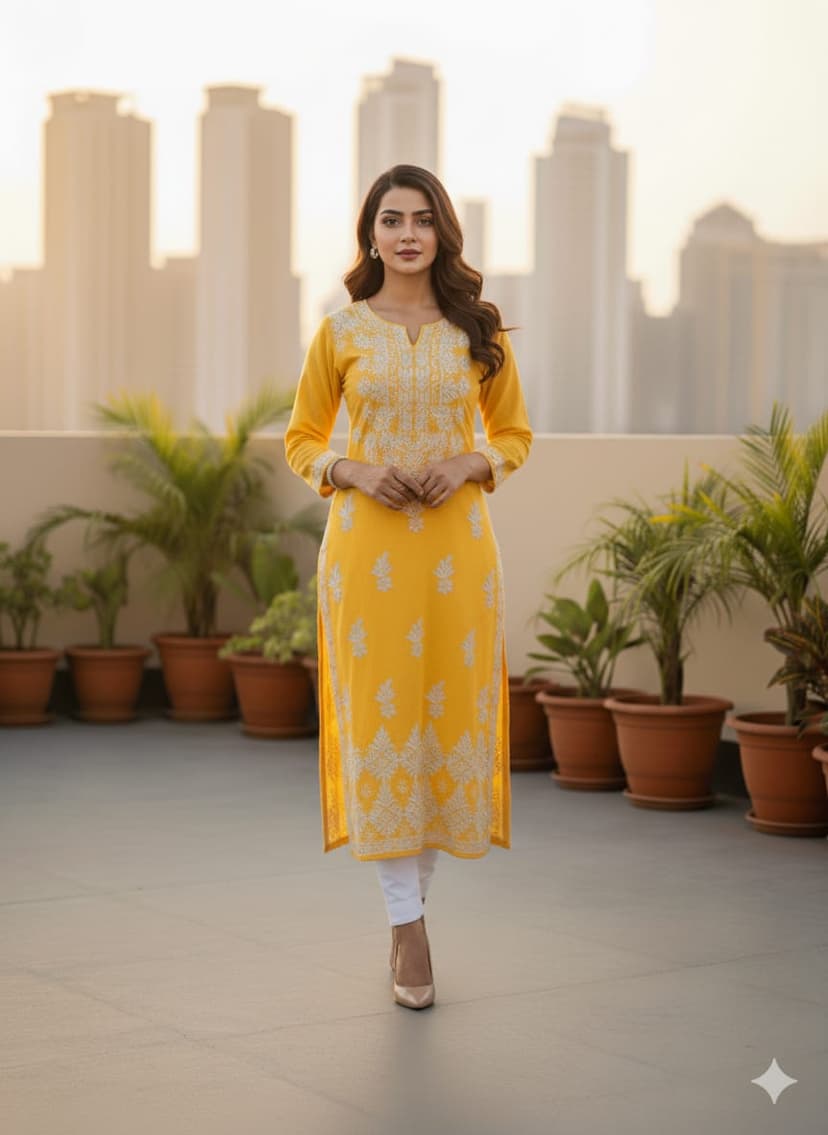 ZUBAIDA CHIKAN KURTI Lucknowi Chikankari