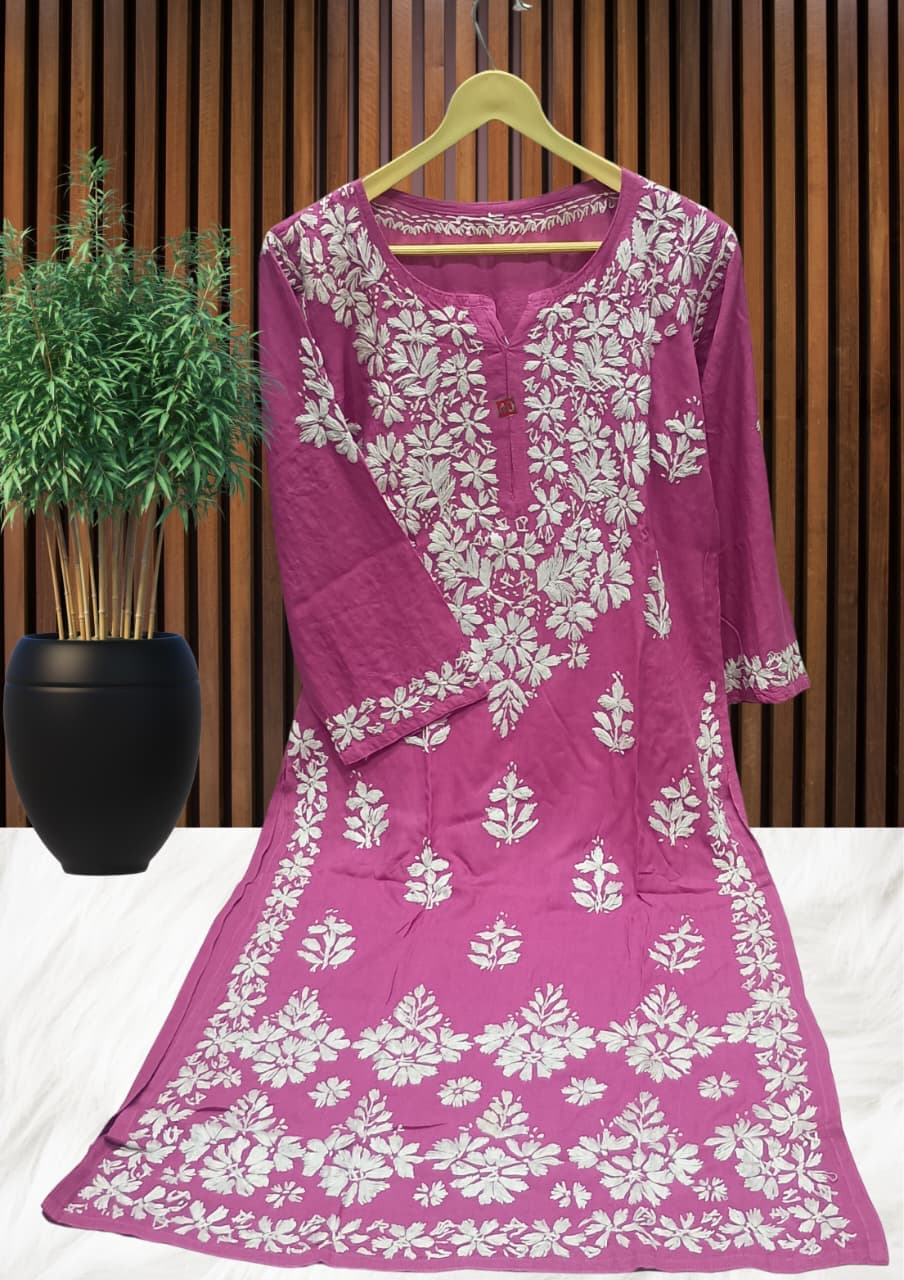 ZUBAIDA CHIKAN KURTI Lucknowi Chikankari view 7