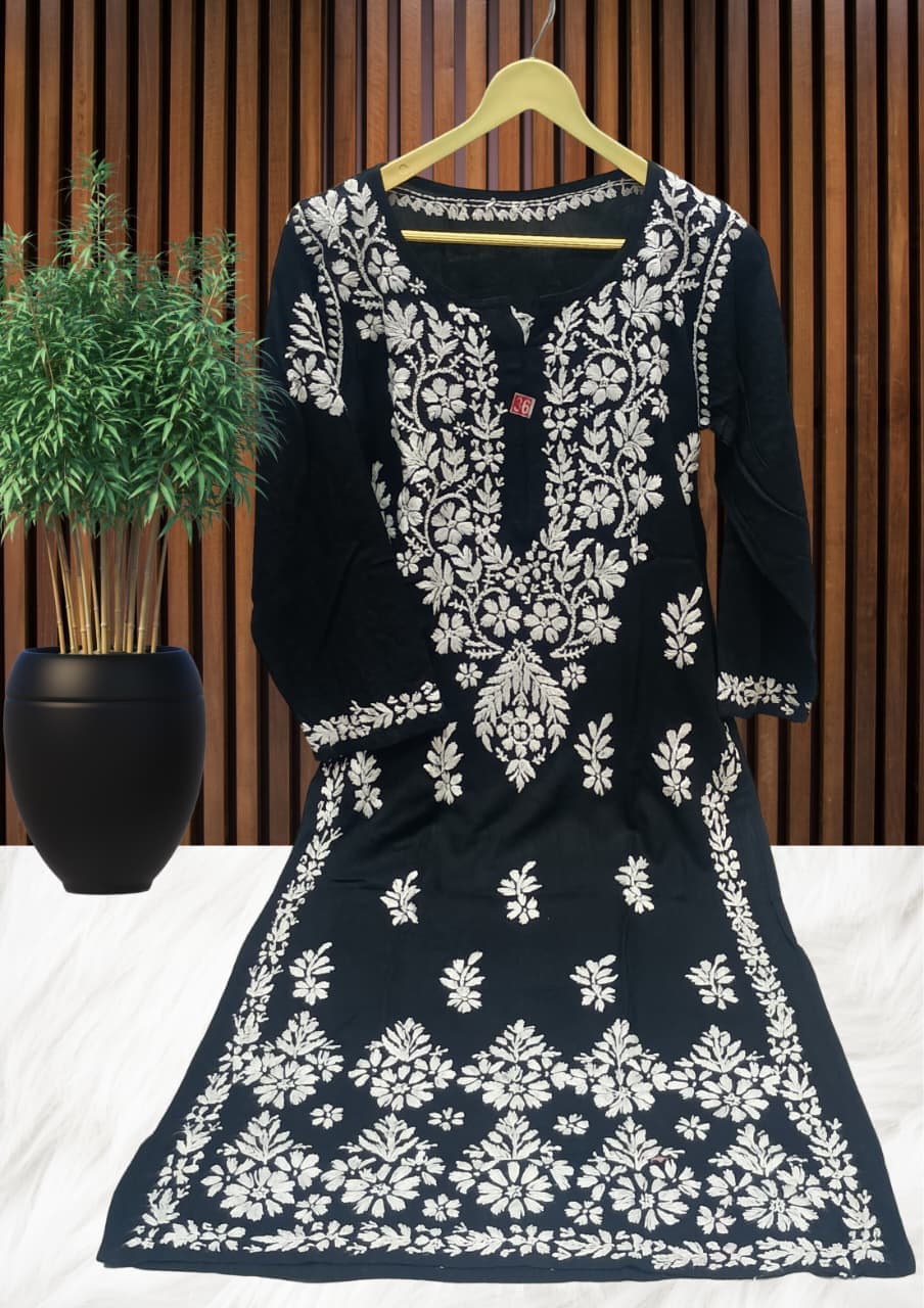 ZUBAIDA CHIKAN KURTI Lucknowi Chikankari view 9