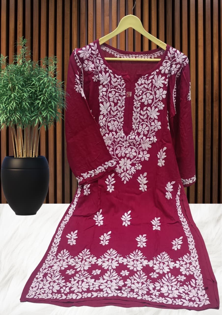 ZUBAIDA CHIKAN KURTI Lucknowi Chikankari view 11