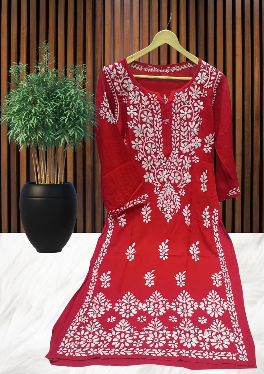 ZUBAIDA CHIKAN KURTI Lucknowi Chikankari view 12