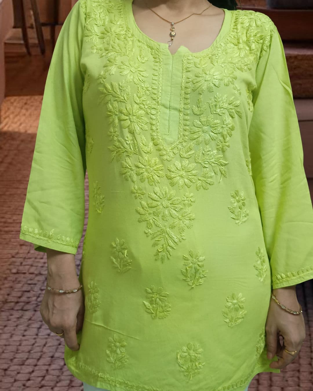 Lucknowi Handwork Short Chikankari Kurti Lucknowi Chikankari view 2