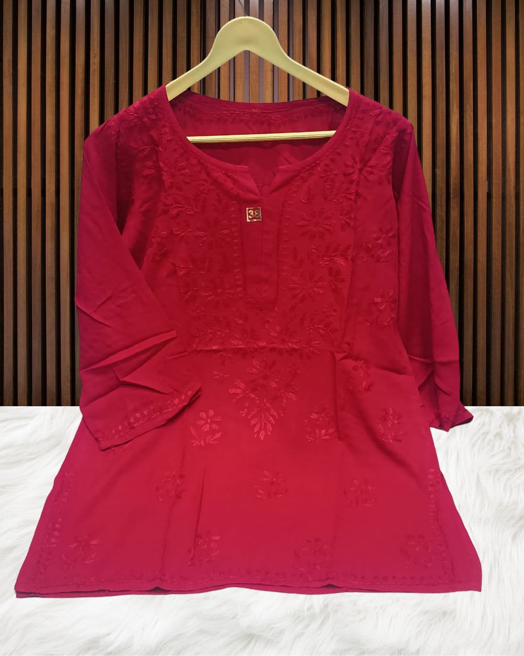 Lucknowi Handwork Short Chikankari Kurti Lucknowi Chikankari view 16