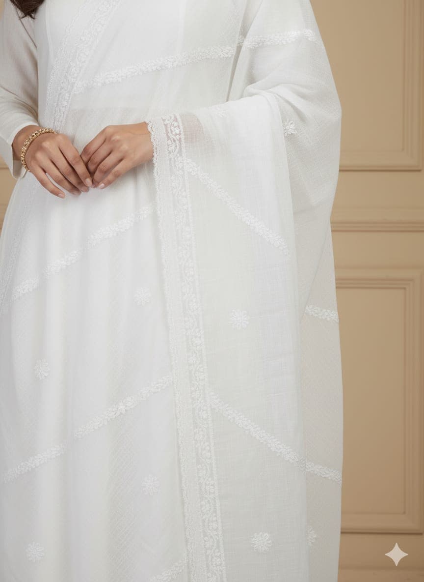 CHIKANKARI Dupatta Collection Lucknowi Chikankari view 3